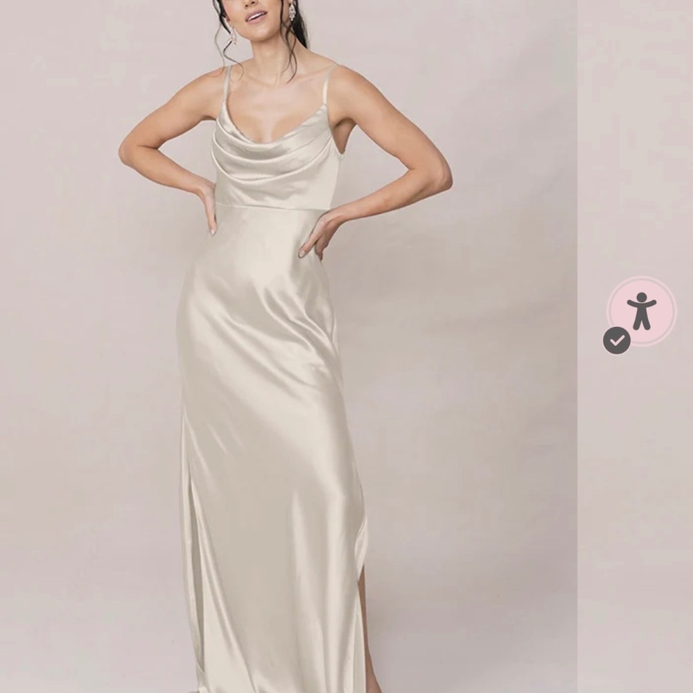 Revelry  Skye Satin Dress in Soft Champagne